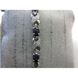 Blue Sapphire & Diamond tennis bracelet