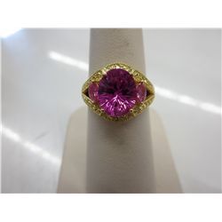 3.48 CT Pink Quartz & Diamond cocktail ring