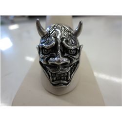 Devil's head skull & horn ring