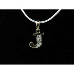 Sterling silver - Initial J Diamond necklace