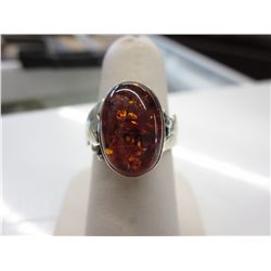 Baltic Amber sterling silver ring. Custom made