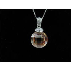 Sterling silver & Citrine - cushion cut necklace