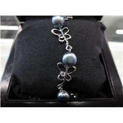 Black Pearl & crystal tennis bracelet