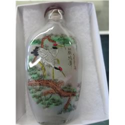Hand painted Chinese snuff bottle with stopper
