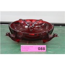 1930's Ruby "Flash" Pheasant bowl