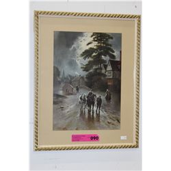 Vintage print  of Twilight in the Village