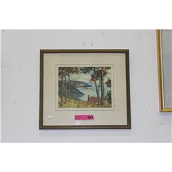 Vintage print of a European harbor