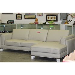 NEW - Leather sectional - Putty colour