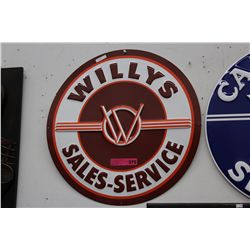 23" Round "Willy's Sales & Service" tin sign