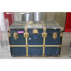 Vintage blue metal trunk