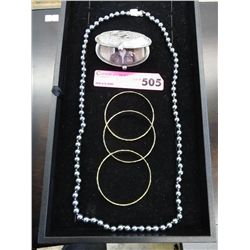 Assortment of fashion jewelry & a compact