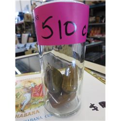 Jar containing four polished tiger's eye w/bails