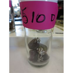 Jar containing four polished agate w/bails