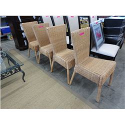4 Woven wicker dining chairs