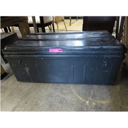 Vintage Metal trunk containing military duffel bag