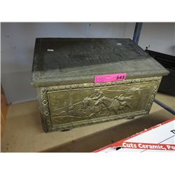Vintage brass wrapped firewood box