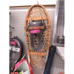Vintage Bear Paw snow shoes in wood & hide.