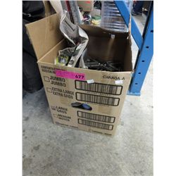 Box of HO scale model train tracks