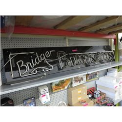 Neon "Bridge Burgers & Dogs" Sign