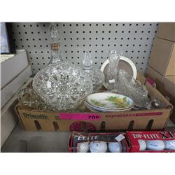 Box of vintage pressed glass