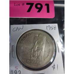 1958 CDN silver dollar .800 silver