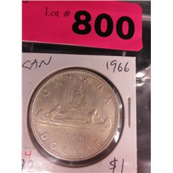 1966 CDN silver dollar .800 silver