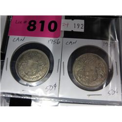 1956 & 1957 CDN .50 cent coins .800 silver