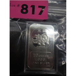 .999 Fine silver art bar - Panda 10 gr