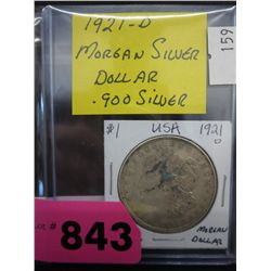 1921-D US Morgan silver dollar .900 silver