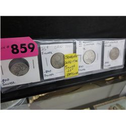 4 CDN Wartime silver quarters - 1940 - 1943