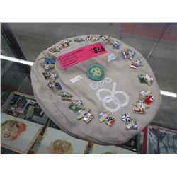 Expo 86 Hat w/ approx. 20 pins