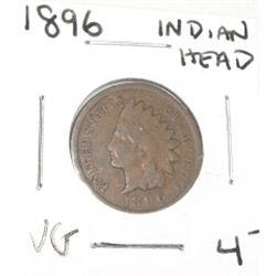 1896 INDIAN HEAD PENNY RED BOOK VALUE $4.00+ *NICE EARLY VERY GOOD GRADE*!! PENNY CAME OUT OF SAFE!!