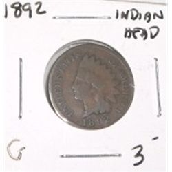 1892 INDIAN HEAD PENNY RED BOOK VALUE $3.00+ *NICE EARLY GOOD GRADE*!! PENNY CAME OUT OF SAFE!!