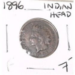 1896 INDIAN HEAD PENNY RED BOOK VALUE $7.00+ *NICE EARLY FINE GRADE*!! PENNY CAME OUT OF SAFE!!