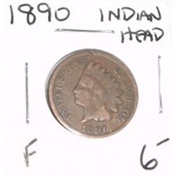 1890 INDIAN HEAD PENNY RED BOOK VALUE $6.00+ *NICE EARLY FINE GRADE*!! PENNY CAME OUT OF SAFE!!