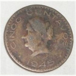 1945 MEXICO *5-CENTAVOS* COIN!! COIN CAME OUT OF SAFE!!