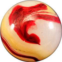 Marbles: Lot 120. AKRO AGATE COMPANY, Egg Yolk Oxblood. 11/16". Mint(-) (9.0).