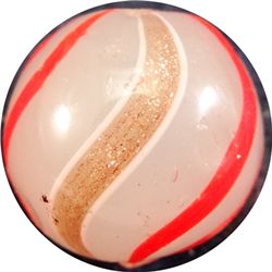 Marbles: Lot 129. OTHER HANDMADE, Opaque Banded Lutz. 21/32". Near Mint(-) (8.1).