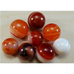 Marbles: Lot 163. NON-GLASS HANDMADE, Handcut Agate. Lot of 8 marbles.