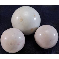Marbles: Lot 202. NON-GLASS HANDMADE, China. Lot of three marbles.  Mint (9.5).