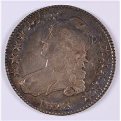 1828 BUST HALF DOLLAR, AU-58  LUSTER, NICELY TONED
