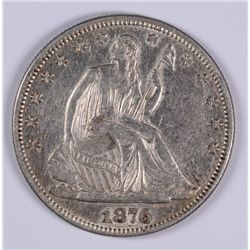 1876 SEATED HALF DOLLAR, AU-55