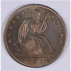 1873-S SEATED HALF DOLLAR, AU-58