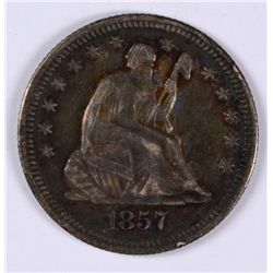 1857 SEATED LIBERTY QUARTER, XF+