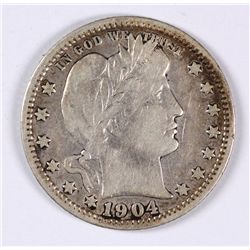 1904-O BARBER QUARTER, VF