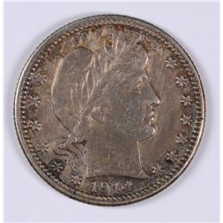 1914-D BARBER QUARTER, AU+