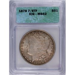 1878 7/8F MORGAN SILVER DOLLAR ICG MS-62 ATTRACTIVE ORIGINAL TONE