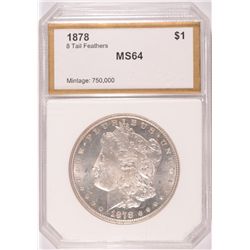 1878 8TF MORGAN DOLLAR PCI MS-64 BLAST WHITE VERY SOLID FOR THE GRADE