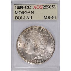 1880-CC MORGAN SILVER DOLLAR, ACG MS-64  WHITE!