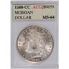 Image 1 : 1880-CC MORGAN SILVER DOLLAR, ACG MS-64  WHITE!